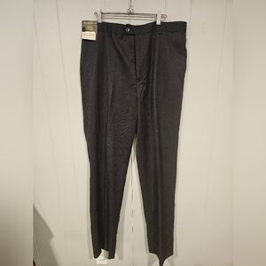 Francesco Bianchi Men's 38x34 Dress Pants Flat Front Black Classic Fit Lined NWT